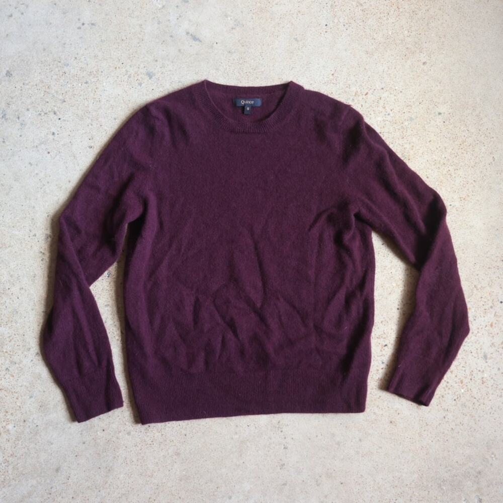Quince 100% Cashmere Crewneck Sweater Maroon Burgundy Small | Quiet Luxury
